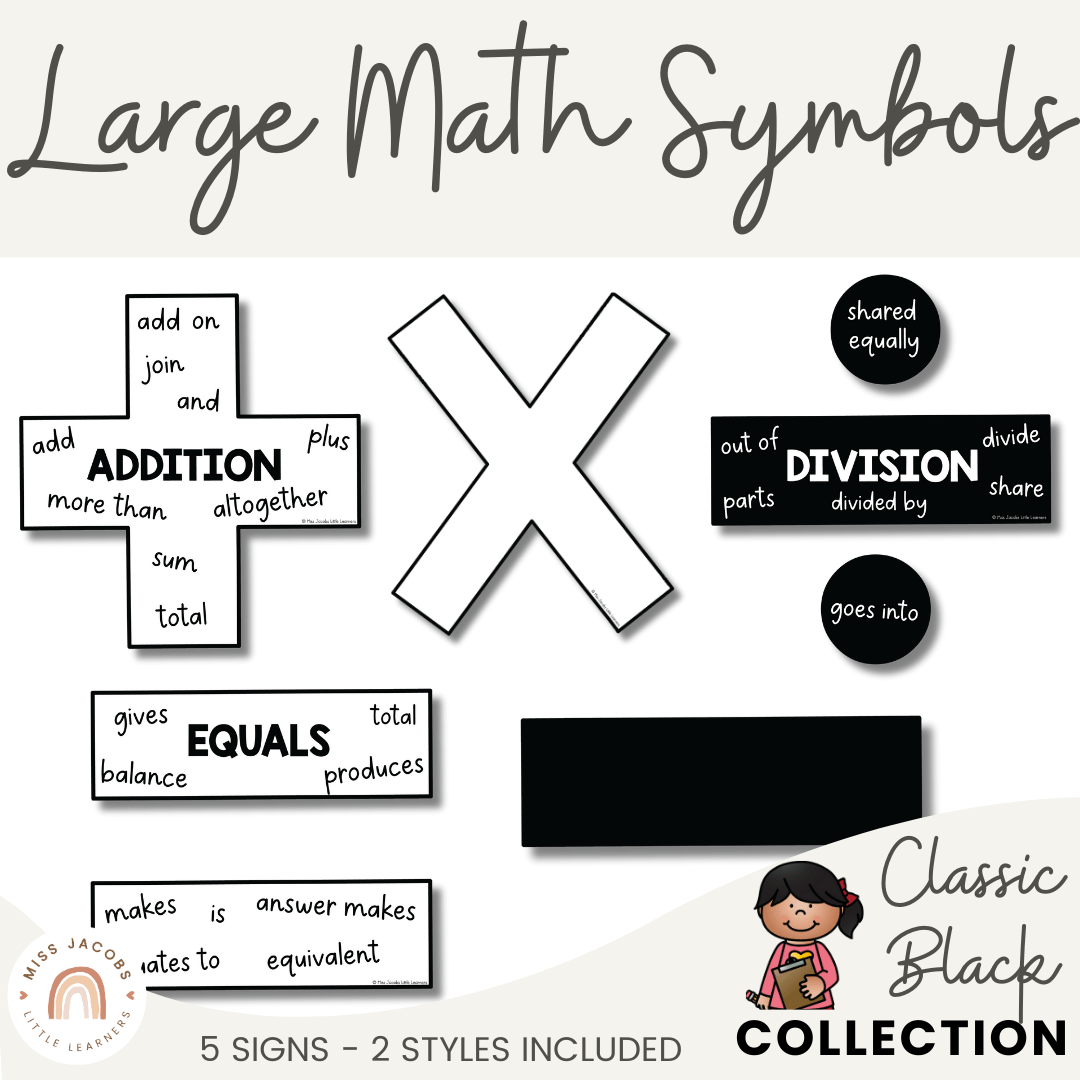 Classic Black Large Math Symbols – Miss Jacobs Little Learners