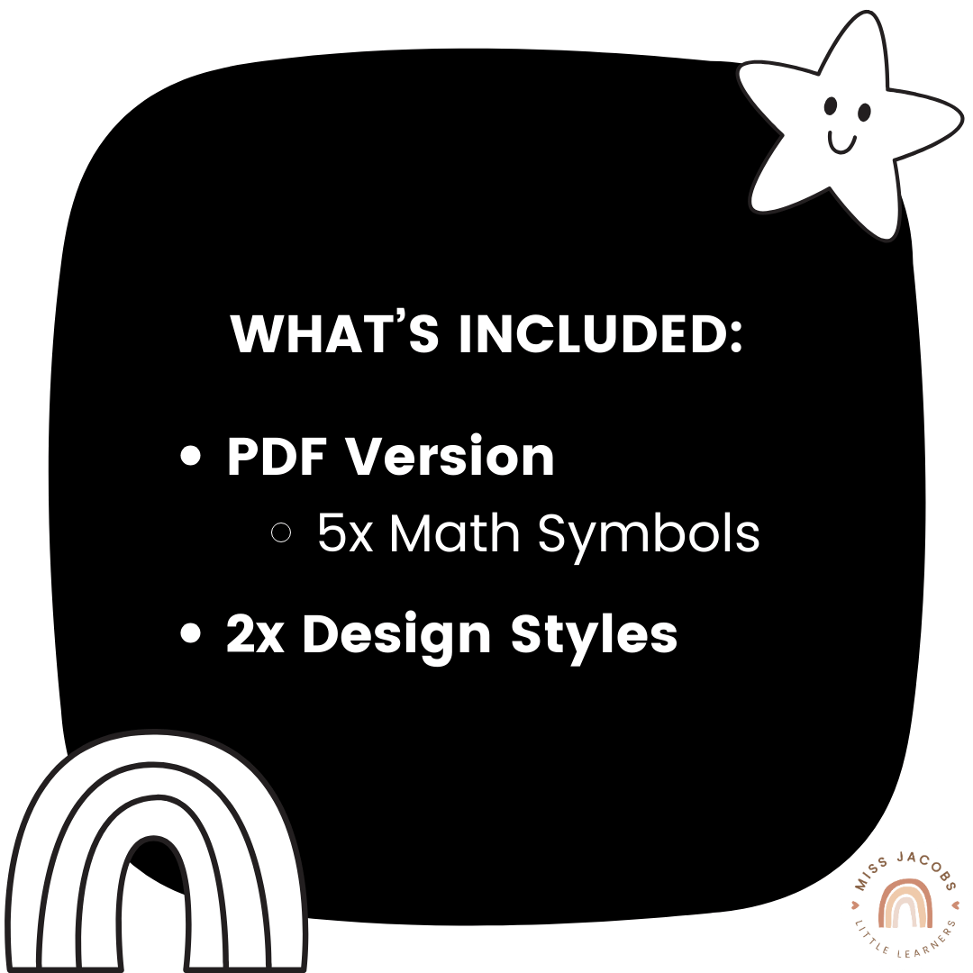 Classic Black Large Math Symbols – Miss Jacobs Little Learners
