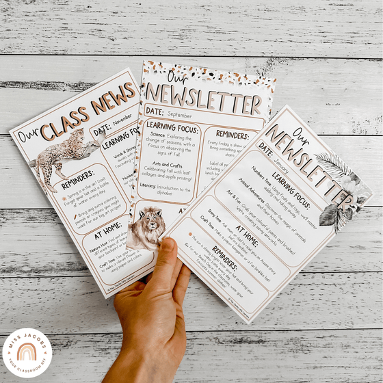 Classroom Newsletter Templates | Editable | Modern Jungle Classroom Theme | Boho Jungle Vibes Decor - Miss Jacobs Little Learners