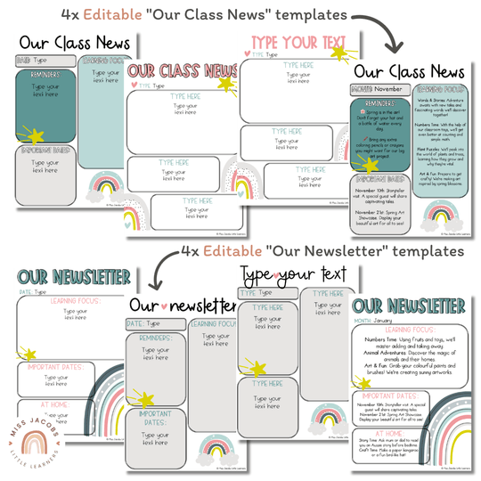 Classroom Newsletter Templates - Rainbow Calm Colors