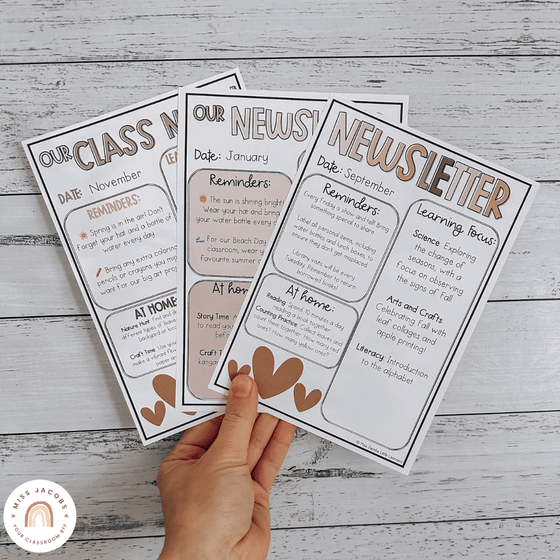 Classroom Newsletter Templates | Editable | Ombre Neutral Classroom Theme | Calming Decor - Miss Jacobs Little Learners