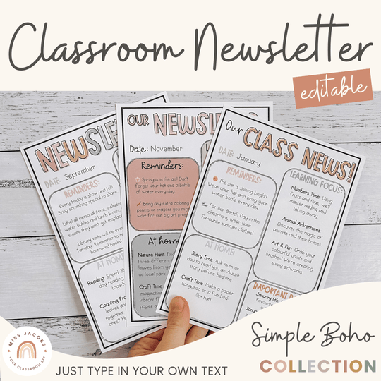 Simple Boho Classroom Newsletter Templates