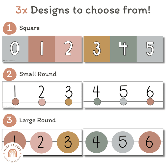 Classroom Number Line Display with Negatives | Editable | Neutral Colours - Miss Jacobs Little Learners