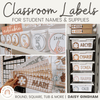 Classroom Supply Labels & Student Name Tags Bundle | Daisy Gingham Neutral Classroom Decor | Editable - Miss Jacobs Little Learners
