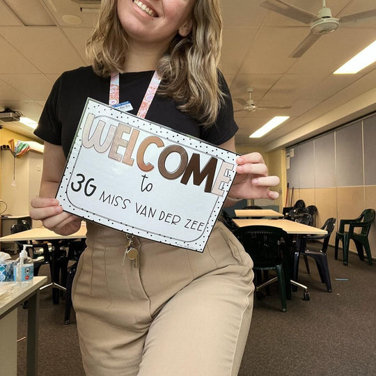 Classroom Welcome Sign | SPOTTY NEUTRALS Theme