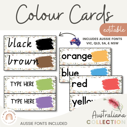 Color Cards - Australiana Classroom Decor