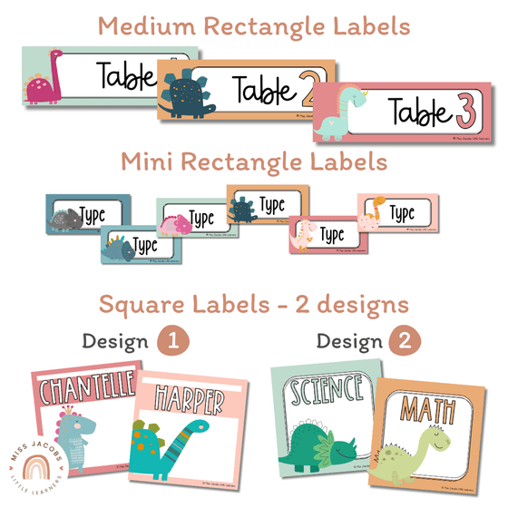 Cute Dinosaur Classroom Labels Bundle | Editable Student Name Tags, Posters & Door Display | Cute Class Decor - Miss Jacobs Little Learners