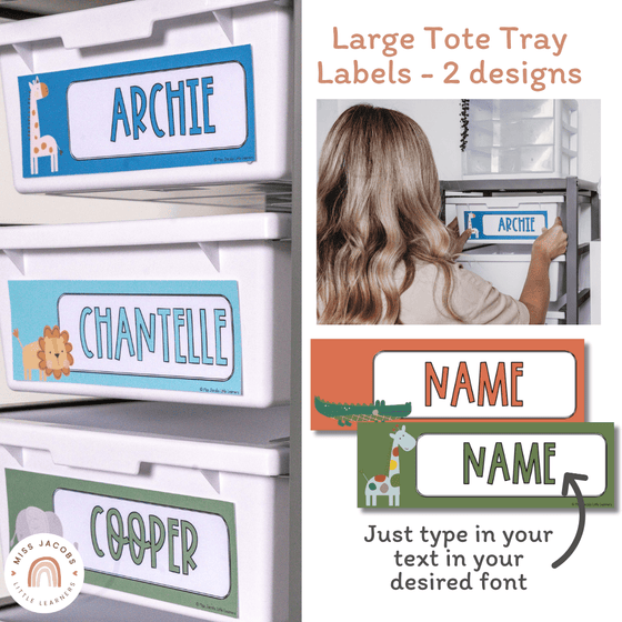 Cute Jungle Animals Classroom Labels Bundle | Editable Student Name Tags, Posters & Door Display | Cute Class Decor - Miss Jacobs Little Learners