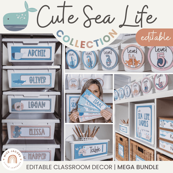 Cute Sea Life Classroom Decor Bundle - Miss Jacobs Little Learners