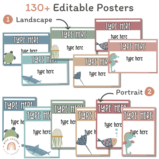 Cute Sea Life Editable Classroom Posters - Miss Jacobs Little Learners