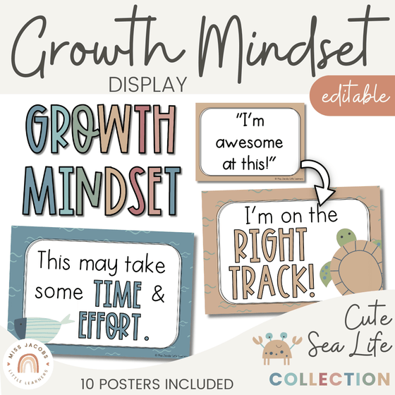 Cute Sea Life Growth Mindset Display - Miss Jacobs Little Learners