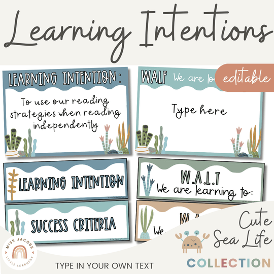Learning Intention and Success Criteria Display - Cute Sea Life Decor