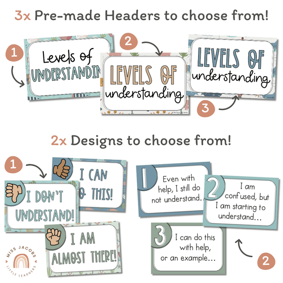 Cute Sea Life Levels of Understanding Posters - Miss Jacobs Little Learners