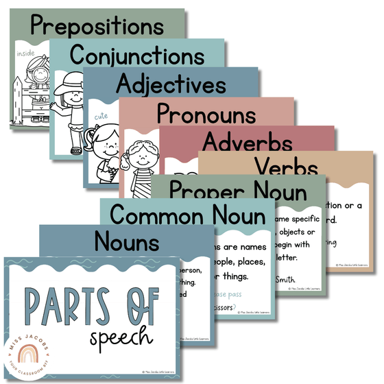 Cute Sea Life Parts of Speech Posters - Miss Jacobs Little Learners