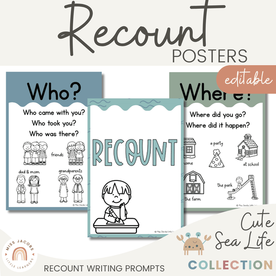 Recount Posters - Cute Sea Life Classroom Decor