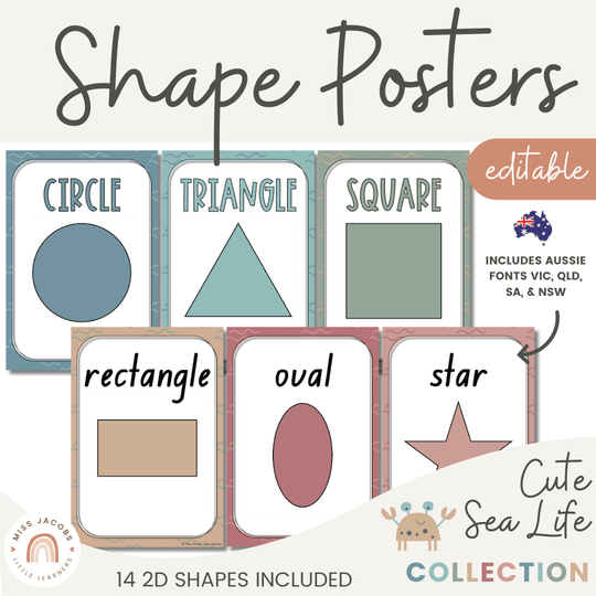 Shape Posters - Cute Sea Life Classroom Decor