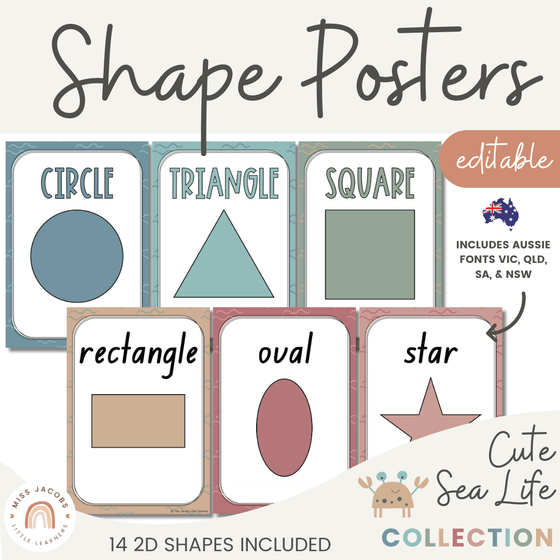 Cute Sea Life Shape Posters - Miss Jacobs Little Learners