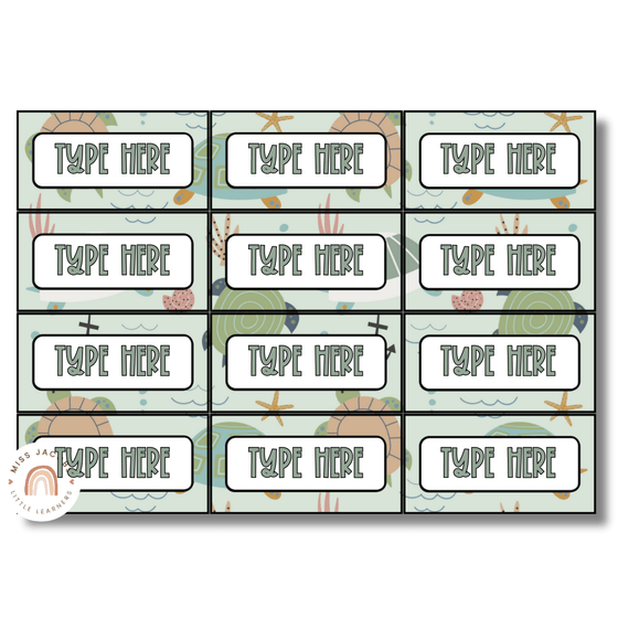 Cute Sea Life Teacher Toolbox Labels - Miss Jacobs Little Learners