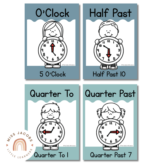 Cute Sea Life Time and Clock Posters - Miss Jacobs Little Learners