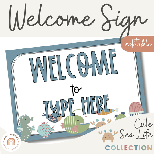 Welcome Sign - Cute Sea Life Classroom Decor