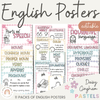 Daisy Gingham Pastels English Posters Bundle - Miss Jacobs Little Learners