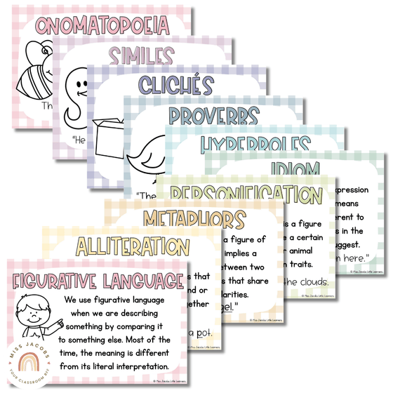 Daisy Gingham Pastels Figurative Language Posters - Miss Jacobs Little Learners