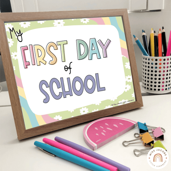 Daisy Gingham Pastels First Day of School Signs - Miss Jacobs Little Learners