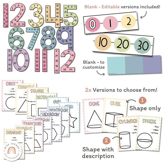 Daisy Gingham Pastels Math Posters Bundle - Miss Jacobs Little Learners
