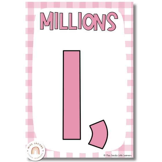 Daisy Gingham Pastels Place Value Posters Bulletin Board Display - Miss Jacobs Little Learners