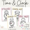 Daisy Gingham Pastels Time and Clock Posters - Miss Jacobs Little Learners