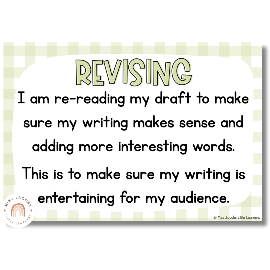 Daisy Gingham Pastels Writing Process Posters - Miss Jacobs Little Learners