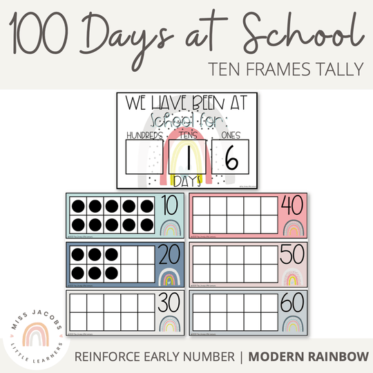 Days At School Tally Display - Rainbow Calm Colors Decor