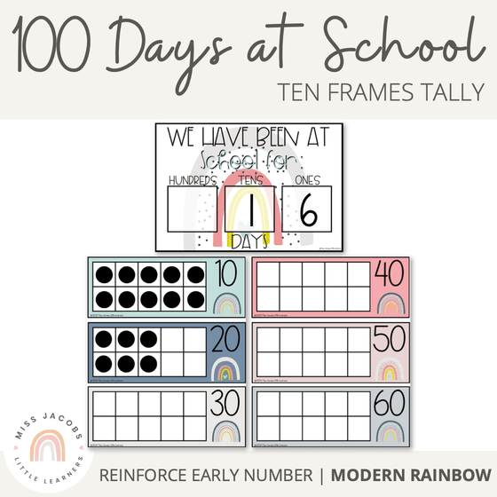 Days at School Tally Chart | Boho [Modern] Rainbow | 100 Days at School Display - Miss Jacobs Little Learners