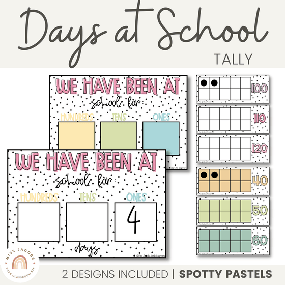 Days at School Tally | SPOTTY PASTELS - Miss Jacobs Little Learners