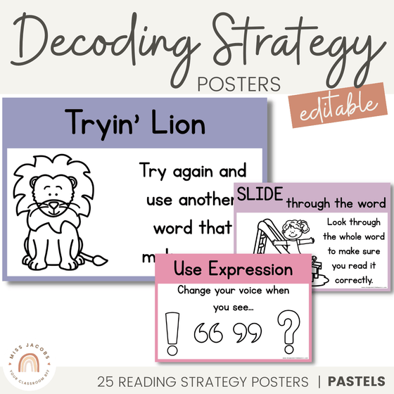 Decoding Reading Strategy Posters | PASTELS - Default Title - Miss ...