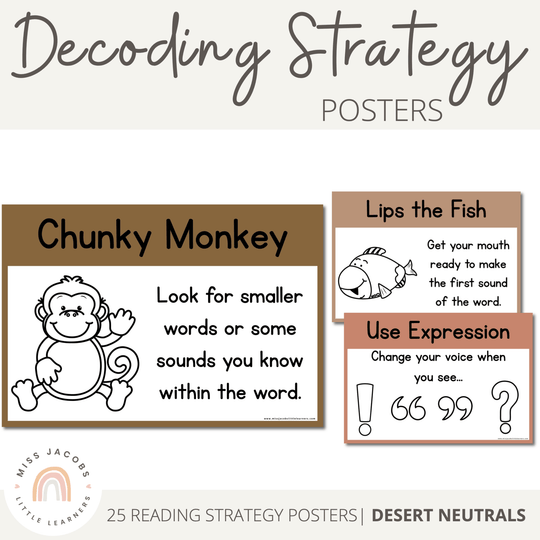 Decoding Strategy Posters | BOHO VIBES | Desert Neutrals Decor | Editable