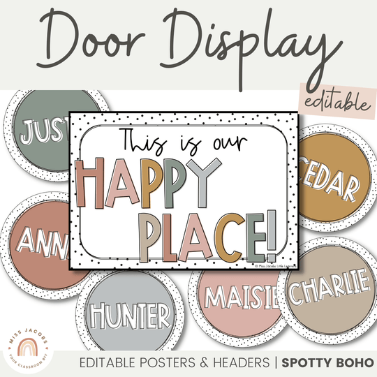 Door Display - Spotty Boho Classroom Decor