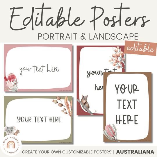 Editable Classroom Posters Templates - Australiana Decor