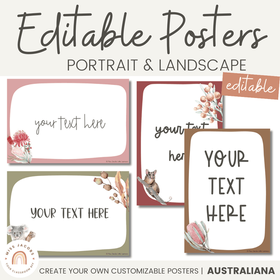 Editable Classroom Posters | Australiana Classroom Decor | Australian Flora and Fauna - Miss Jacobs Little Learners