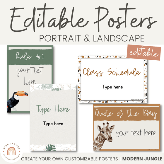Editable Classroom Posters | MODERN JUNGLE Classroom Decor - Miss Jacobs Little Learners