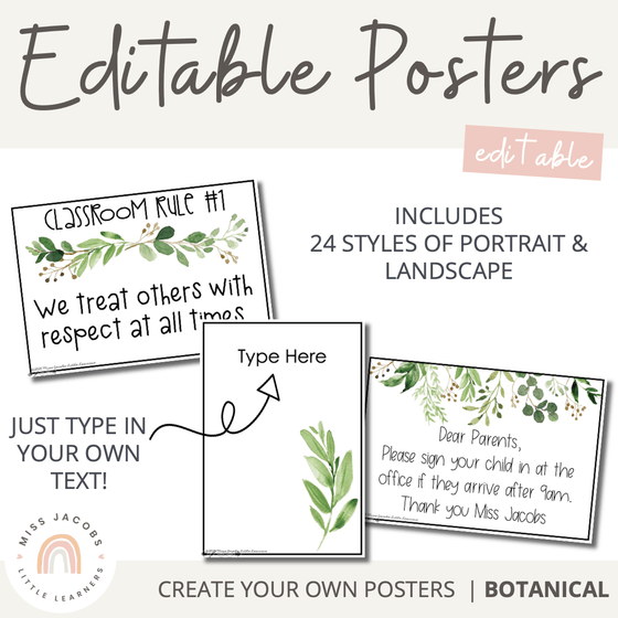 Editable Classroom Posters | Natural Classroom Theme - Miss Jacobs Little Learners