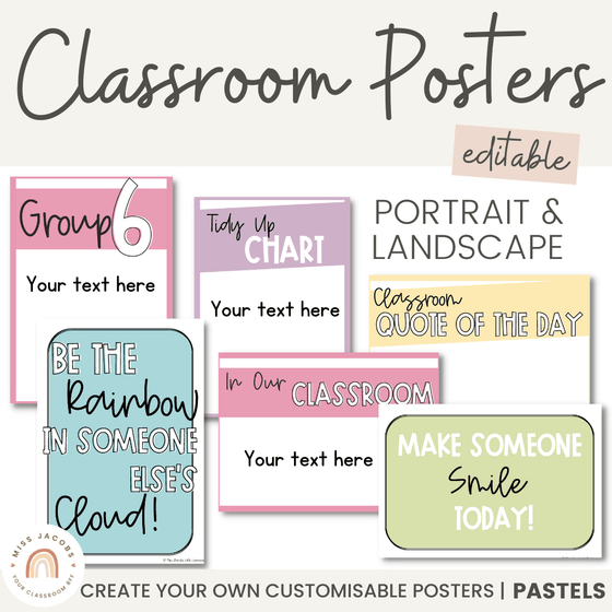 Editable Classroom Posters | PASTELS - Miss Jacobs Little Learners