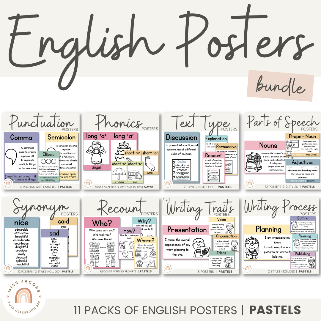 English Posters Bundle, PASTELS