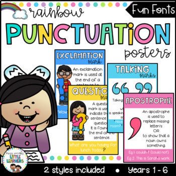 English Posters Bundle | Rainbow Theme | Reading and Writing Strategies - Miss Jacobs Little Learners