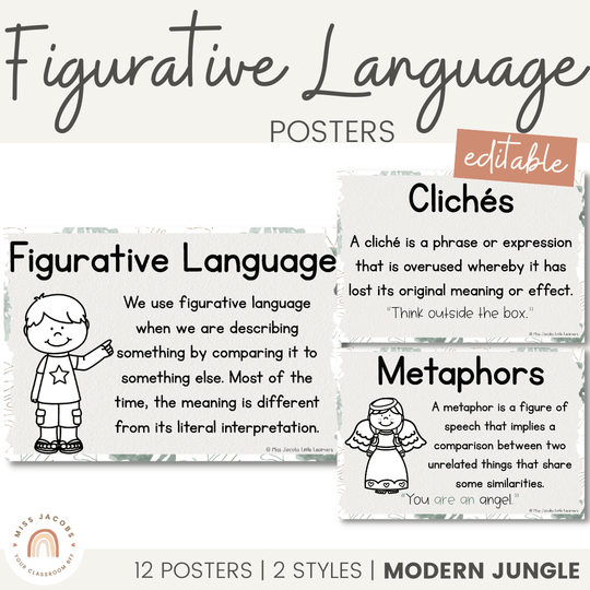 Figurative Language Posters - Modern Jungle Decor