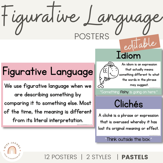 Figurative Language Posters | PASTELS - Miss Jacobs Little Learners