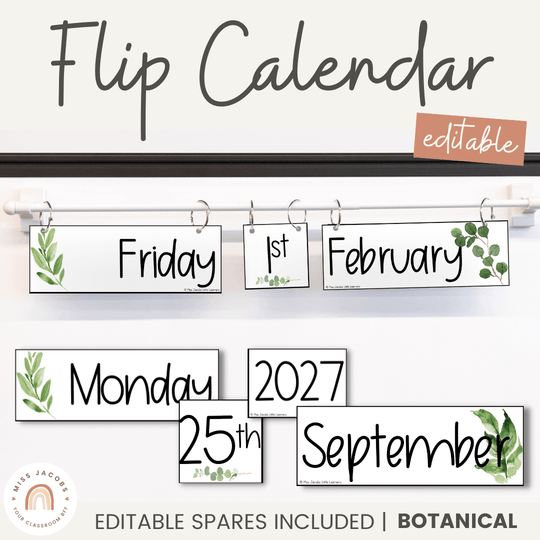 Flip Calendar - Botanical Classroom Decor