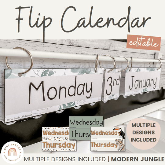 Flip Calendar - Modern Jungle Classroom Decor