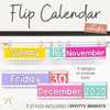 Flip Calendar | Spotty Brights Classroom Decor | Rainbow Themed | Editable - Miss Jacobs Little Learners
