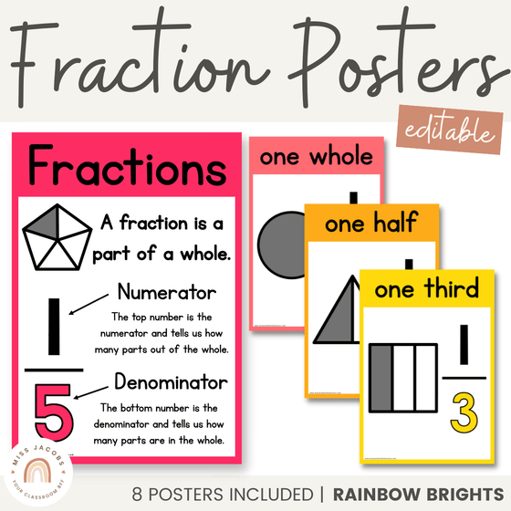 FRACTION POSTERS | RAINBOW BRIGHTS - Miss Jacobs Little Learners
